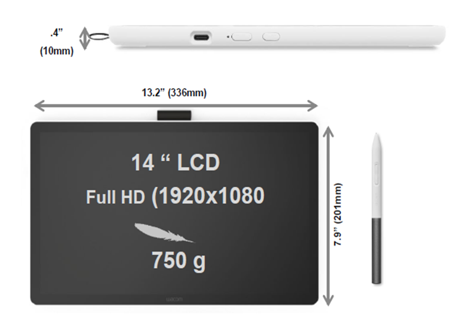 قلم و نمایشگر وکام وان wacom one 14 inch